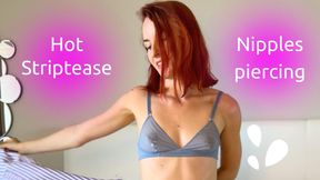 Striptease. Stockings and nipple piercings 🤩