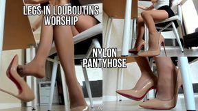 Legs worship in nylon pantyhose and louboutins - live stream