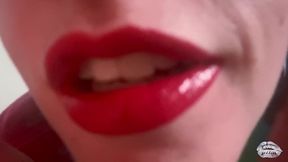 Red Lipstick Close Up Kissing The Camera 4k HD