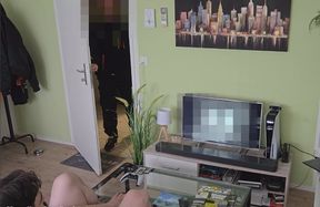 Caught jerking off by the handyman! He Told Me To Go On And Got His First Blowjob - Antogoeshunting