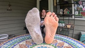 i show off my dirty socks and feet