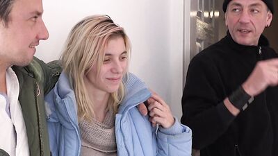 Blonde with a skinny body takes a massive pecker deep in her tight snatch