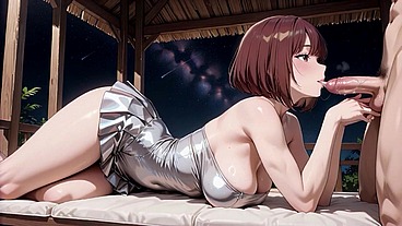Brown Haired Big Tits Silver Bikini Gazebo Creampie Overload Ahegao Eyes Rolling