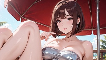 Brown Haired Big Tits Silver Bikini Gazebo Creampie Overload Ahegao Eyes Rolling