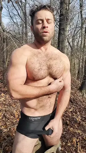 Sexy handsome jock masturbates in public woods havonaxxxx