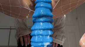 Stuffing my little pussy with the huge Mordax dildo