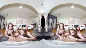 Campus foxes Kyler Quinn, Melody Marks, and Natalie Knight share your cock in their dorm room
