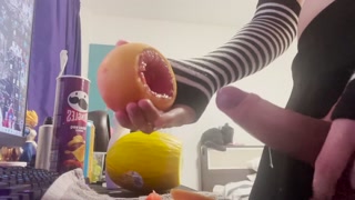 cute femboy fucks fruit