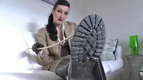 Licking Boot Soles Before the Cane Dances! Lady Victoria Valente