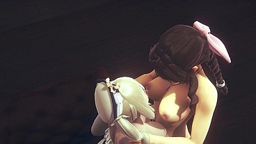 Genshin Impact Hentai Futanari - Barbara Boobjob - Japanese Asian Manga Anime Game Porn