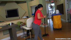 thick latina maid enjoys first day