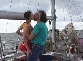 Slim amateur girl sucks and rides a prick on a yacht