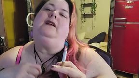 SSBBW Smoking While Playing with My Neck and Massive Arms