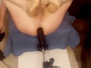 Guy on fuck machine with virtual fk buddy