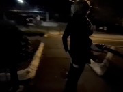 Flashing on the streets at night and then eating my cum (Re-uploaded)
