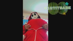 ~13 Min Shyguy Cosplay and putting plushies under my tits~