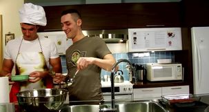 Messy in the kitchen: Trystan Bull and Johan Lapointe