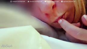 Blonde MILF gives a deep and sloppy Blowjob and Handjob on a Plane