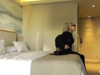 Slender German Aged Wife with Many Tattoos Talk to no Cum drum Cheating Bang at Hotel and leg him cum on petite Butt