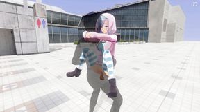 3D HENTAI. Cute girlfriend fucks on the roof of the mall