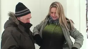 Old pervert takes advantage of granddaughter in the snow