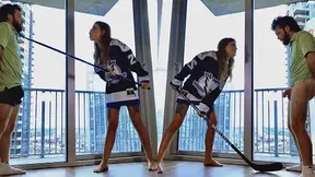 Heated Hockey Humiliation - Goddess Jasper Reed Hockey Stick Ballbusting