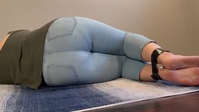 Tied Up Girl Cant Hold It Anymore Pees In Light Jeans