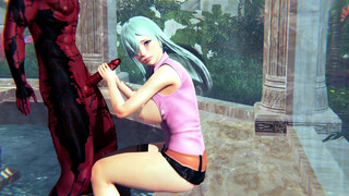 Princess Elizabeth and demon perky fuck in a public bath hentai 3d