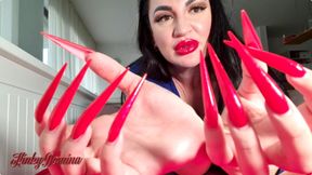 Custom Clip White Long Nails Goddess Teaches you to Jerk Off