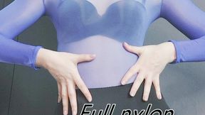 Full nylon outfit worship, garters and stockings