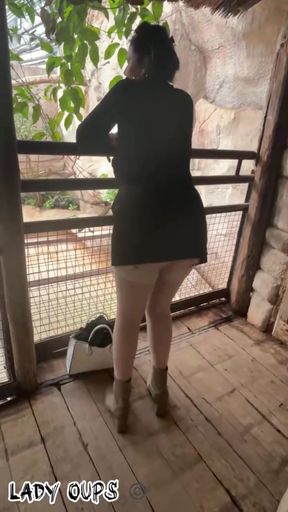 Slut in Public Visits Butt Plug Micro Skirt and Garter Belt