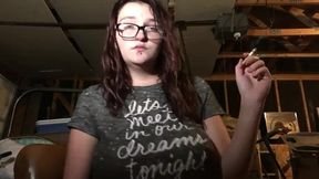 Hot Teen Babe Smokin In Garage