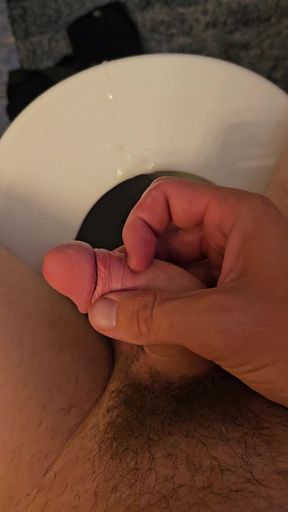 Cumming On The Toilet and Floor - Aaron Skeetman Shoots His Daily Load Wherever He Wants!