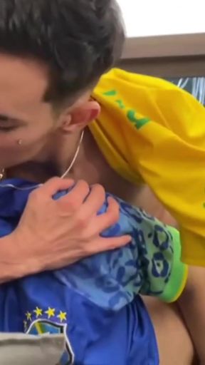 Brazilian boys fuck without a condom after the soccer game   Clip 1