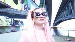 GERMAN SCOUT - Pink Hair Curvy Teen Maria Gail with Saggy Tits at Rough Anal Sex Casting