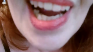 Redhead smoking in black babydoll nightie