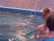 Hot twinks swimming together and make blowjob in the pool