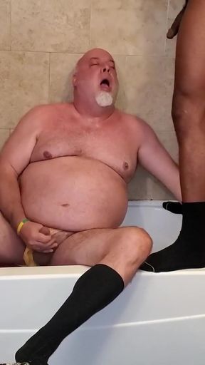 Stunning moment from &quot;BEAR GETS PISSED ON by black dick!&quot;