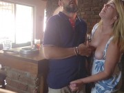 Waitres caught jerking of the barman at holiday resort