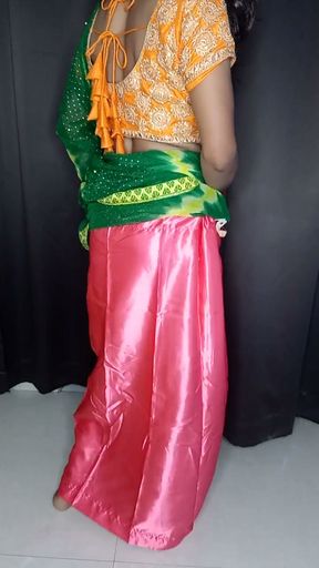 I love stepmom saree and sexy satin petticoat   Clip 2