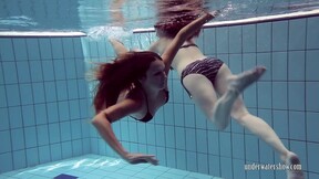 Astonishing babes swimming without clothes & have fun