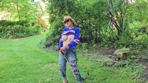 Getting Pumped Up for the Game -Stole my Stepsons Hockey Stick -Bouncing Big Tits Mistress Thursday