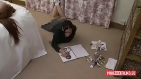 Two horny uniformed teens Sabrina Jay and Minnie Manga love lesbian action