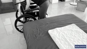 Broken leg Princess getting her pussy shaved
