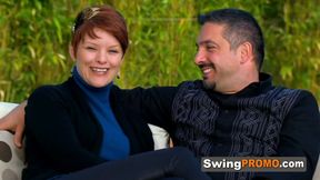 Redhead takes her husband to swinger party