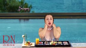Regina's juicy melons tease by sun-kissed pool, hidden nudist pleasure awaiting