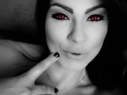 naughty devil shows her big boobs before bed