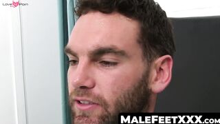 MaleFeetXXX.com - Bearded restrained jock Chase Lachance tickled by master