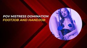 POV mistress footjob and handjob