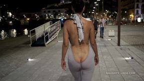 Naughty Lada's Backless Outdoor Passion Sparks Wild Brunette Heat